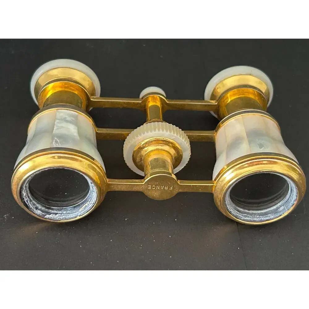 Vintage 1950s Birks of Canada Brass Opera Glasses with Mother-Of-Pearl Inlay MCM